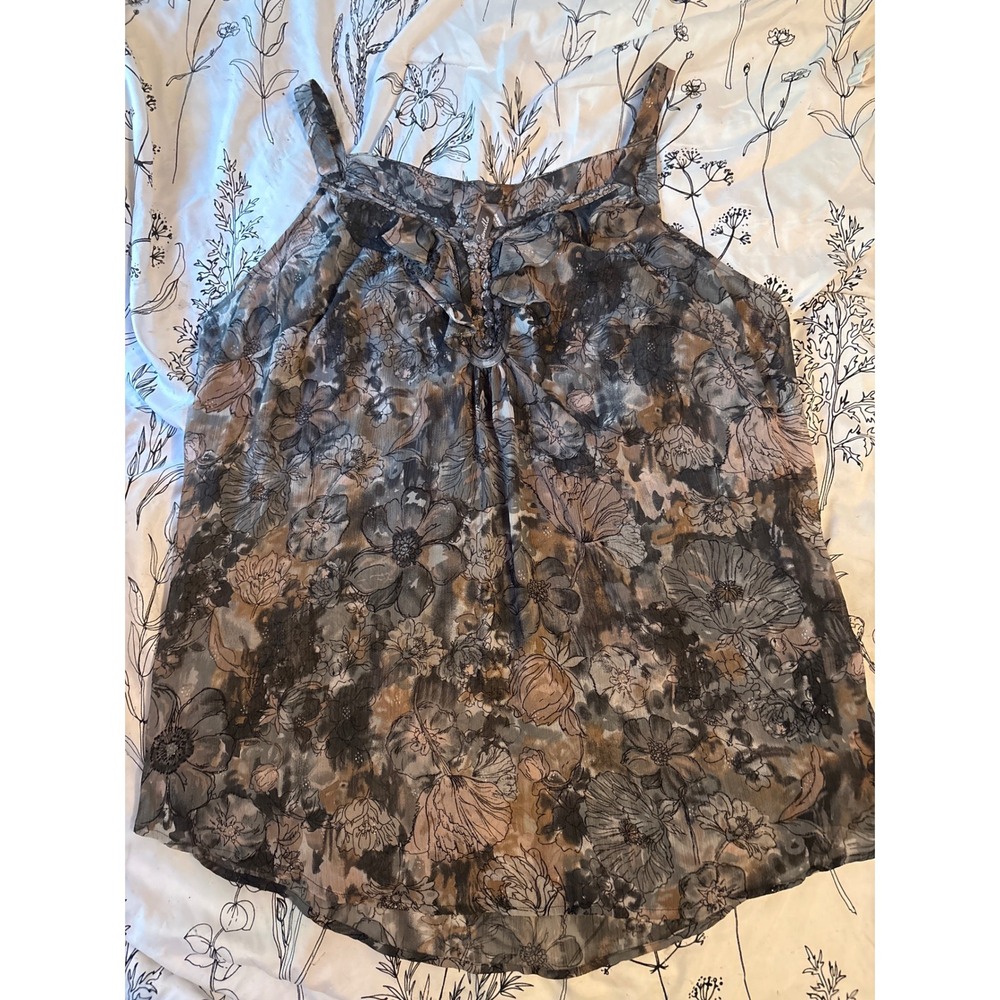 Avenue Plus Size The Camilla Sleeveless Black/Brown/Gray Floral  Blouse, 18/20‎